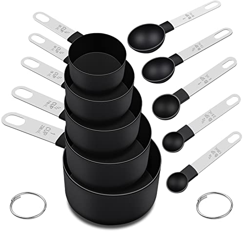 Measuring Cups and Spoons Set (Black 10 Pcs)