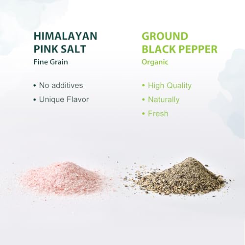Pink Salt 39 Oz + Organic Ground Black Pepper 18oz (28.5 Ounce (Pack of 2))