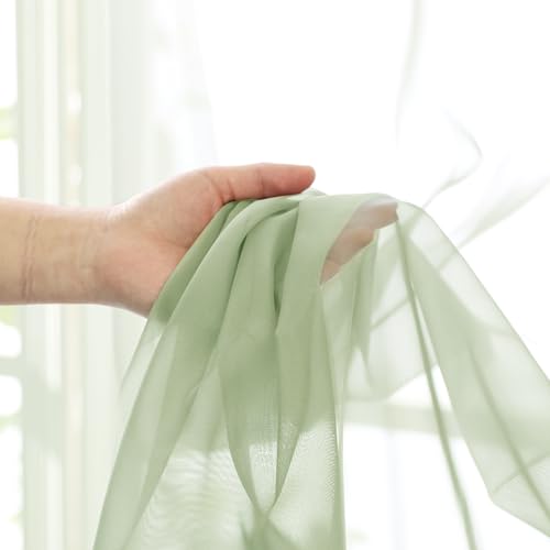 Light Green Sheer Curtains 72 Inches Long 2 Panels (Light Green / 42"W x 72"L (Pack of 2))