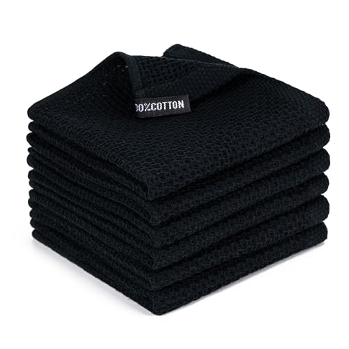Kitchen Towels 6 (Black / 12 x 12 - 6 Pack)