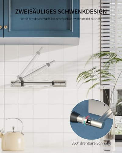 Paper Towel Holder Under Cabinet with Damping Single Hand Operable (Brushed Nickel / Holder+One Hand Tear)