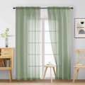 Sage Green Sheer Curtains 84 Inches Long 2 Panels (42"W x 84"L (Pack of 2) / Sage Green)