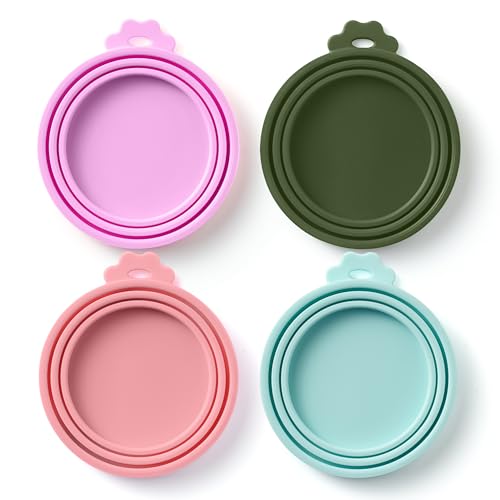 4 Pack Universal Pet Food Can Covers Lids (Petal Meadow / 4 Piece Set)