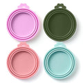 4 Pack Universal Pet Food Can Covers Lids (Petal Meadow / 4 Piece Set)
