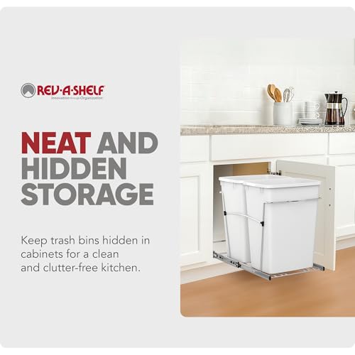 Double Pullout Garbage Trash Cans for Kitchen Cabinets (White)