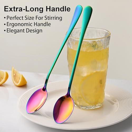 7.5 Inches Rainbow Stainless Steel Ice Tea Spoon (Rainbow / 7.5 Inch)