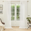 Natural Living Room Curtains Boho Semi Sheers Light Filtering Back Tab Privacy Drapes for Patio Pergola Gazebo Nice Vertical Elegant Style (50"W x 95"L (Pack of 2) / Beige White)