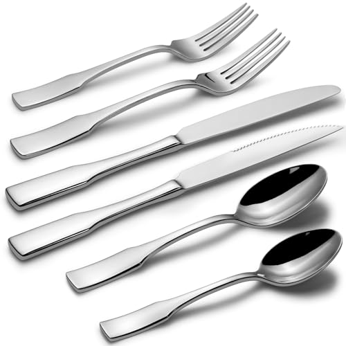 Kate 24 Piece Silverware Set with Steak Knife (Silver / 24 pieces for 4)