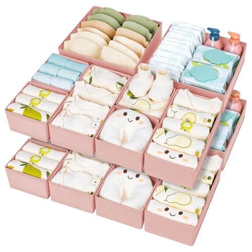 Drawer Organizer Clothes (Pink / 15 Pack)
