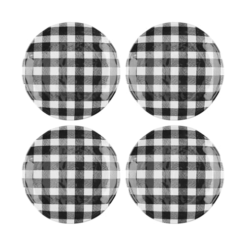 Gingham Melamine Round Dessert Plates (Gingham Black)