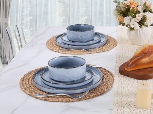 6 Pieces Stoneware Dinnerware Set (6-Piece / Serenity Blue)