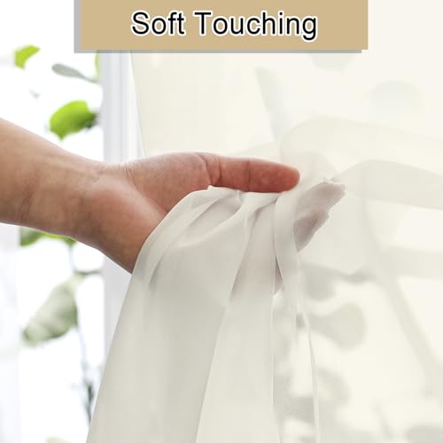 Cream Sheer Curtains 72 Inches Long 2 Panels (Cream / 42"W x 72"L (Pack of 2))