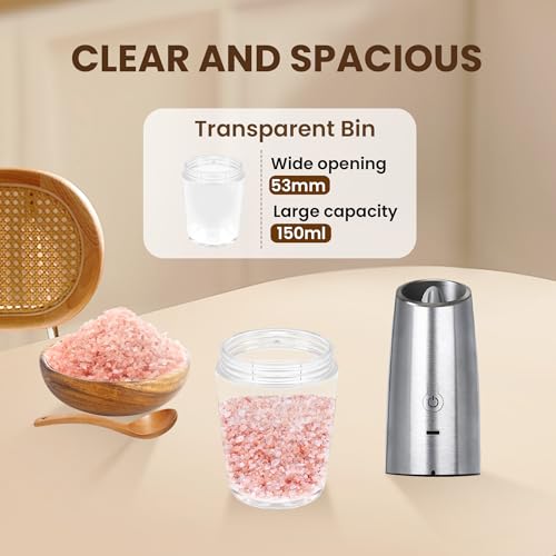 Rechargeable Gravity Salt Pepper Grinder Set (Rechargeable/Single/Silver)