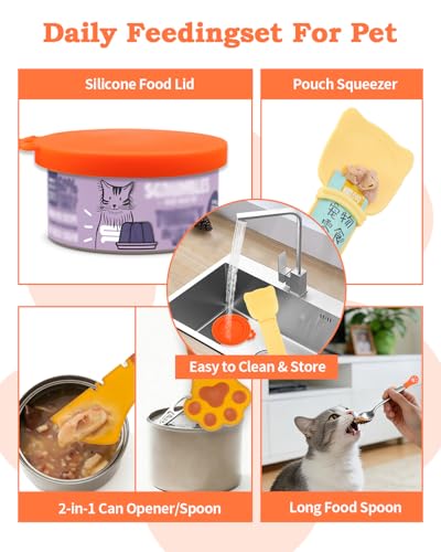 6 PCS Cat Food Can Covers Set (Orange)