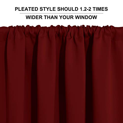 Short Blackout Curtains for Small Window Kitchen Bathroom Cafe RV (Burgundy Red / 52"W x 36"L (Pack of 2))