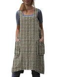 Women's Plaid Cross Back Apron with Large Pockets Home Kitchen (3X-Large / Plaid2)