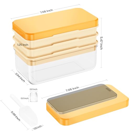 Ice Cube Tray with Lid and Bin (Yellow / 0.8"-84Cubes)