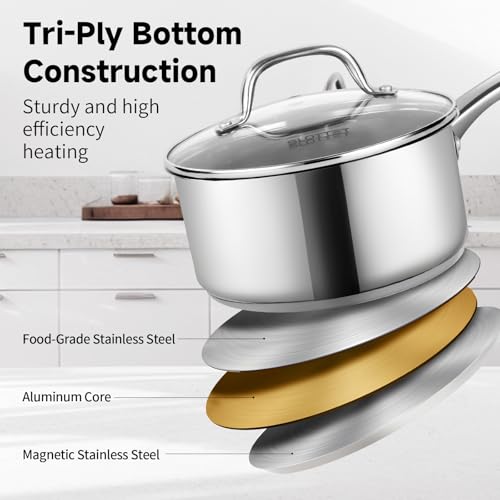 1Qt & 2Qt & 3QT Stainless Steel Sauce Pan Set with Lid