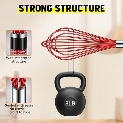 4 Pieces Silicone Whisks Set (Red,Yellow,Blue,Aqua Sky)