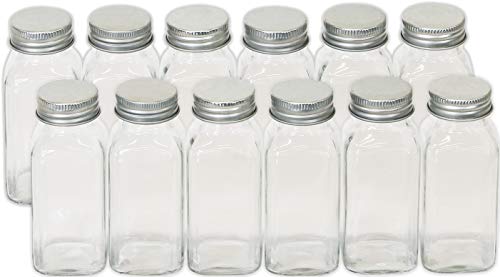 Spice Jars 6 oz Square Glass Bottles (12Pack - 6oz)