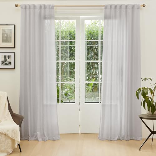 Grey Curtains 84 Inch Length (50"W x 84"L (Pack of 2) / Light Grey)