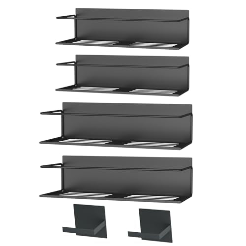 Magnetic Spice Rack For Refrigerator (4 Pack / Matt Black)