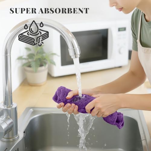100% Cotton Kitchen Towels 18"x28" (Purple / 18 x 28 - 4 Pack)