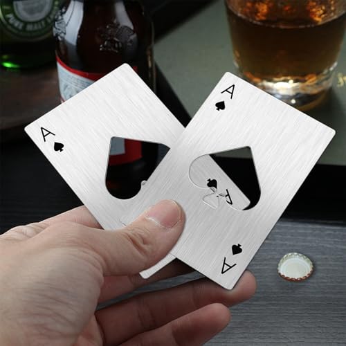 Ace Of Spades Bottle Opener Credit Card Size Pocker Cap Opener Portable Stainless Steel Can Opener (4 Pack Silver)