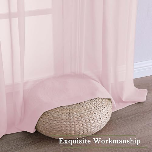 Blush Pink Sheer Curtains 84 Inches Long 2 Pcs (Blush Pink / 59"W x 84"L (Pack of 2))