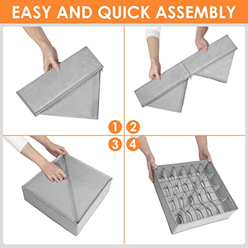 6 Pack Sock Underwear Drawer Organizer Dividers (6 Pack / Grey)