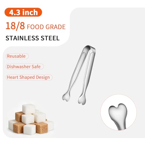 6 Pcs Mini Serving Tongs (4.3inch / Silver-6pcs)
