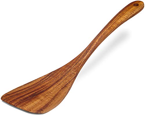 Wooden Spatula Nonstick Turner Acacia Wood (12 Inch / Brown)