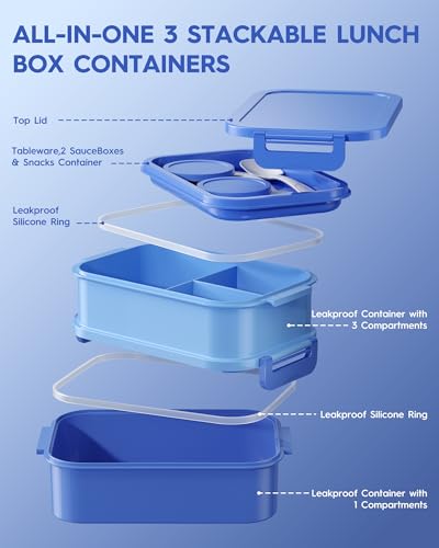 Adults Bento Lunch Box Set with Thermo Bag (Sapphire Blue)