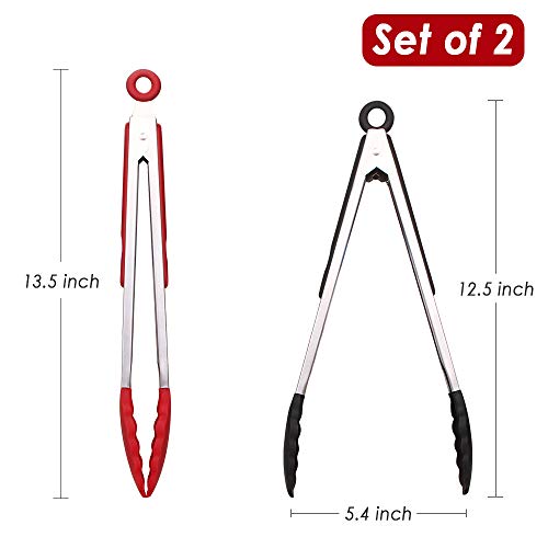 Kitchen Tongs Set of 2 Silicone Tongs in Pinch Test Grade