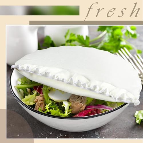 10 Pcs Reusable Bowl Covers in 5 Size (White / Ivory Style)
