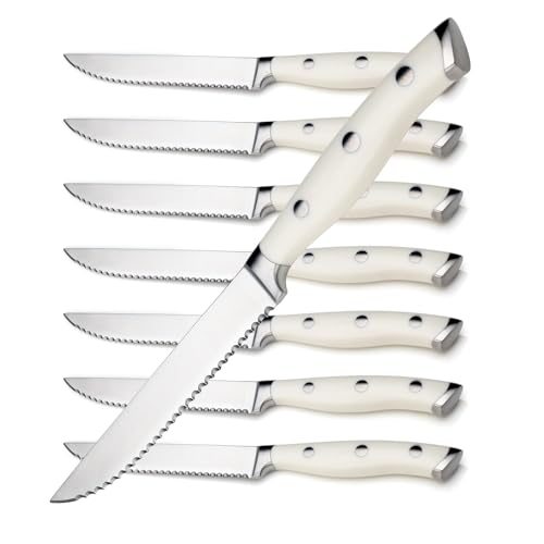 8 Piece White Steak Knives Set (White / 8-Piece)