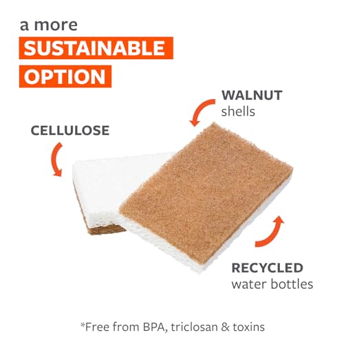 Walnut and Cellulose Scrubber Sponges (Walnut Sponge 6pk)