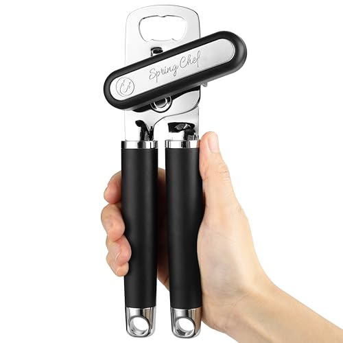 Stainless Steel Manual Can Opener with Soft Grip Handles (Black)