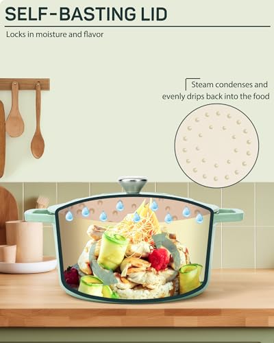 Enameled Cast Iron Dutch Oven Pot (Mint Green / 6 QT)