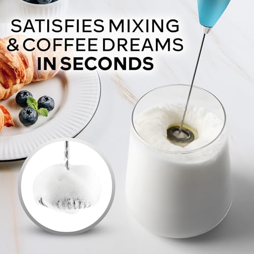 Powerful Milk Frother Wand With Duracell Batteries (Graphite Blue / Z1 Motor + Batteries)