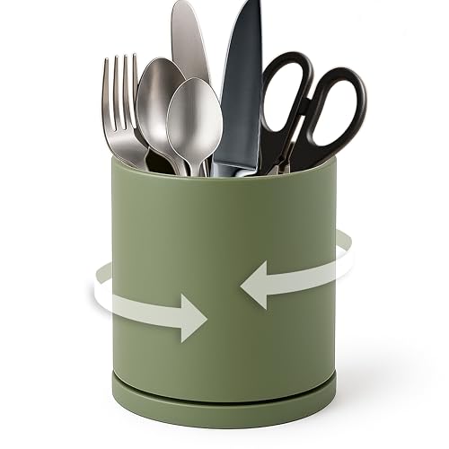 360° Rotating Kitchen Utensil Holder (Olive / 5")