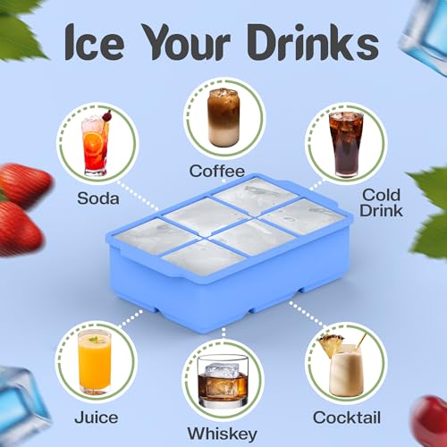 Large Silicone Ice Cube Tray (Blue / 3-Pack)