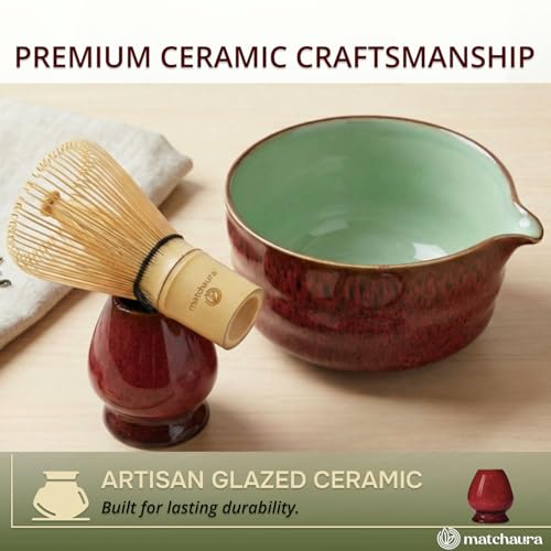 Premium Matcha Whisk Set with Spouted Ceramic Bowl