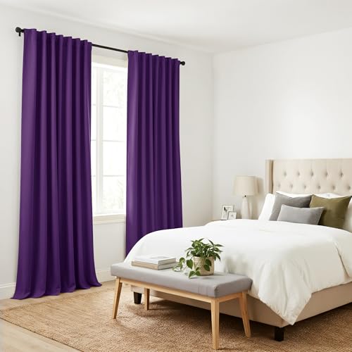 Blackout 80 inch Length Curtains 2 Panels Set (Purple / 42"W x 80"L (Pack of 2))