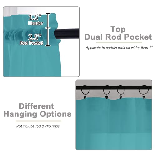 Turquoise Sheer Curtain for Bedroom Living Room 78 Inches Long 2 Panels Set (Turquoise / 42"W x 78"L (Pack of 2))