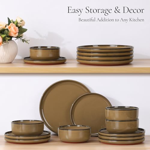 Stoneware Dinnerware Sets for 8 (Desert Camel / Service for 8)