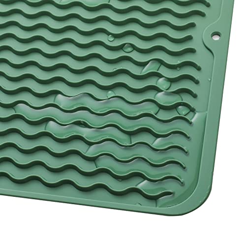Silicone Dish Drying Mat for Multiple Usage (Green / 12"L x 12"W)