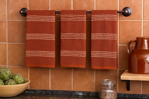 Terracotta Orange Rust Kitchen Dish Towels (Rainah Rust)