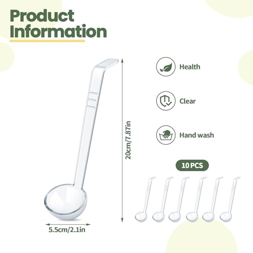 10 Pcs 1 Oz Small Ladle 7.87 Inches Mini Ladles for Serving Sauce (Transparent Color)