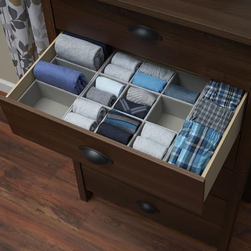 Grey 728 1 Deep 9 Section Drawer Organizer Box for Storage 12 in x 3.13 (Grey)